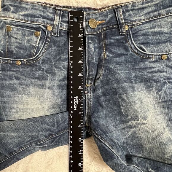 FRANKIE MORELLO Extra Premium Denim Mens Jeans Acid Wash 32x34 Cotton Very Stiff - Picture 12 of 13